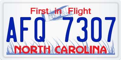 NC license plate AFQ7307