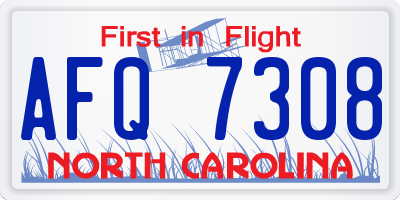 NC license plate AFQ7308