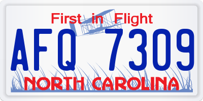 NC license plate AFQ7309