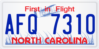 NC license plate AFQ7310