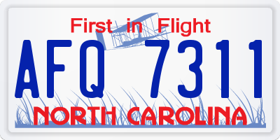 NC license plate AFQ7311