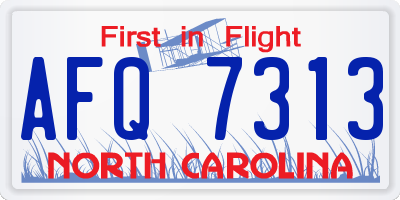 NC license plate AFQ7313