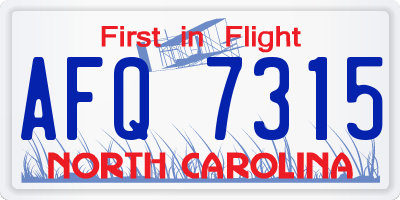 NC license plate AFQ7315