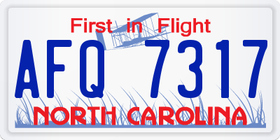 NC license plate AFQ7317