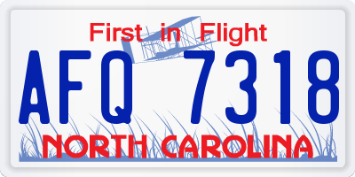 NC license plate AFQ7318