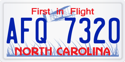 NC license plate AFQ7320