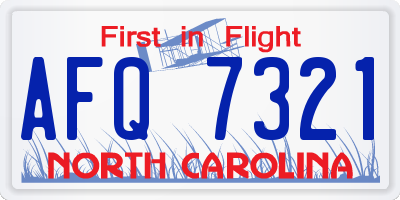 NC license plate AFQ7321