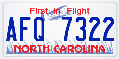 NC license plate AFQ7322