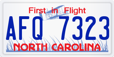 NC license plate AFQ7323