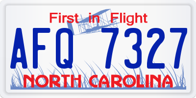 NC license plate AFQ7327