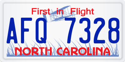 NC license plate AFQ7328