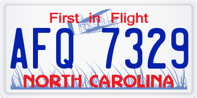 NC license plate AFQ7329