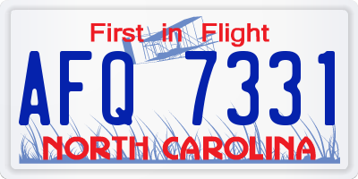 NC license plate AFQ7331