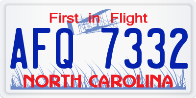 NC license plate AFQ7332