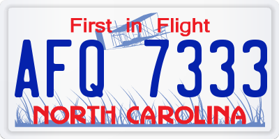 NC license plate AFQ7333