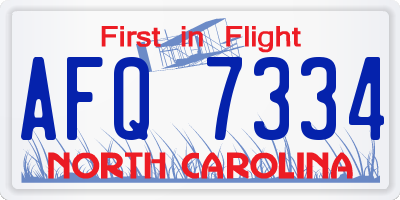 NC license plate AFQ7334