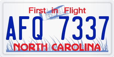 NC license plate AFQ7337