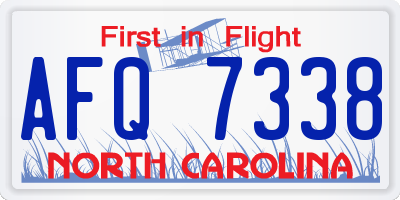 NC license plate AFQ7338