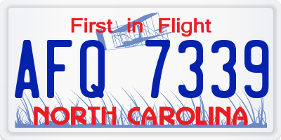 NC license plate AFQ7339