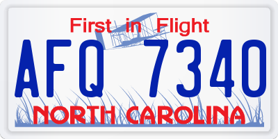 NC license plate AFQ7340