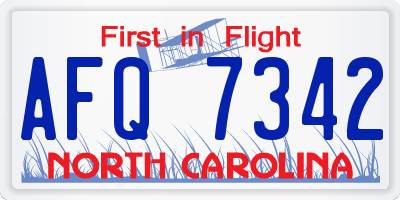 NC license plate AFQ7342