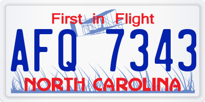 NC license plate AFQ7343
