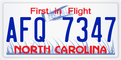 NC license plate AFQ7347