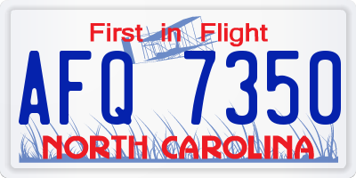 NC license plate AFQ7350