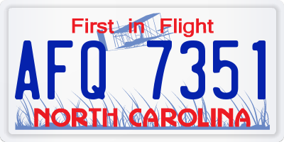 NC license plate AFQ7351