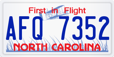 NC license plate AFQ7352