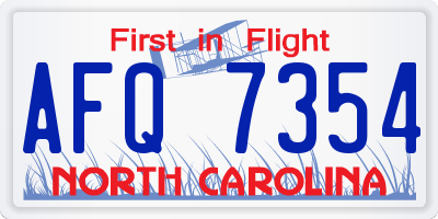 NC license plate AFQ7354