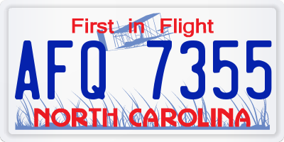 NC license plate AFQ7355