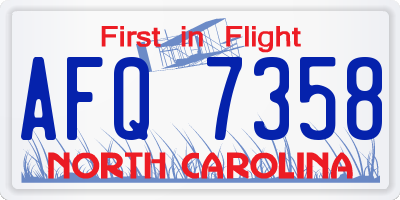 NC license plate AFQ7358