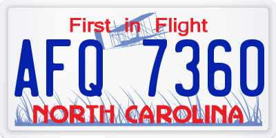 NC license plate AFQ7360