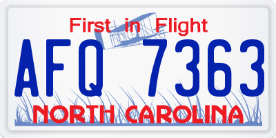 NC license plate AFQ7363