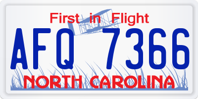 NC license plate AFQ7366