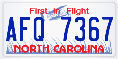 NC license plate AFQ7367