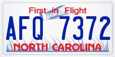 NC license plate AFQ7372