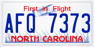 NC license plate AFQ7373
