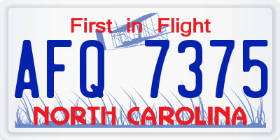 NC license plate AFQ7375