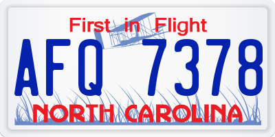 NC license plate AFQ7378