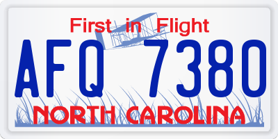 NC license plate AFQ7380