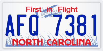 NC license plate AFQ7381