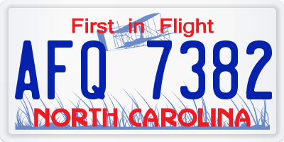 NC license plate AFQ7382