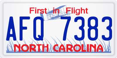 NC license plate AFQ7383