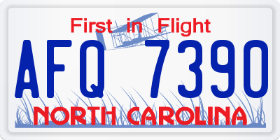 NC license plate AFQ7390