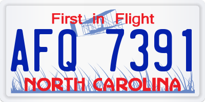 NC license plate AFQ7391
