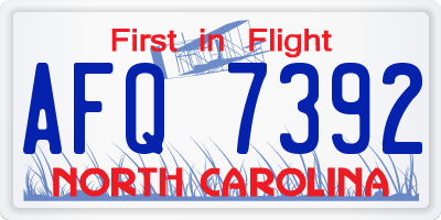 NC license plate AFQ7392