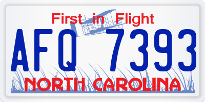 NC license plate AFQ7393