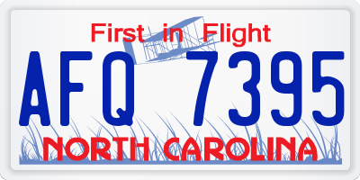NC license plate AFQ7395